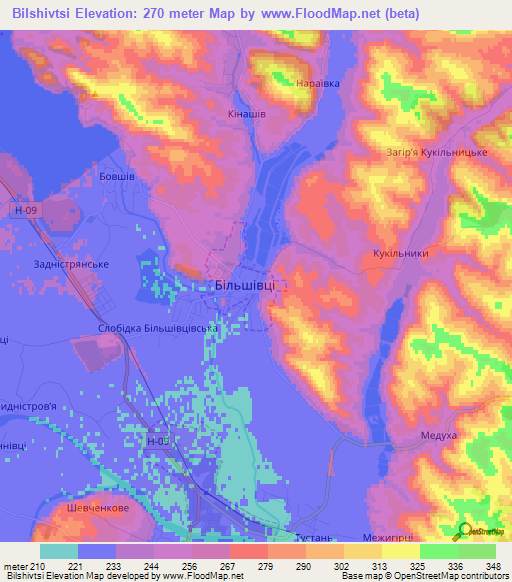 Bilshivtsi,Ukraine Elevation Map
