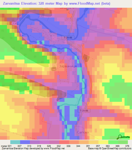 Zarvanitsa,Ukraine Elevation Map