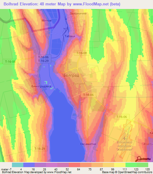Bolhrad,Ukraine Elevation Map