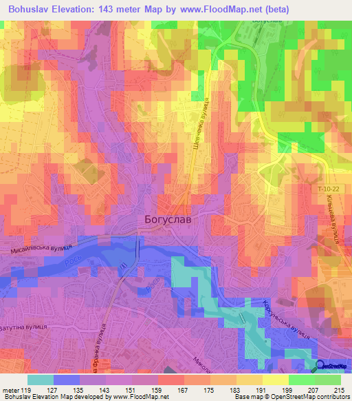 Bohuslav,Ukraine Elevation Map