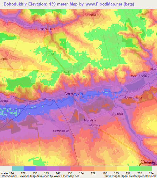 Bohodukhiv,Ukraine Elevation Map