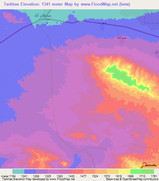 Tarkhas,Iran Elevation Map