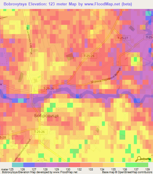 Bobrovytsya,Ukraine Elevation Map