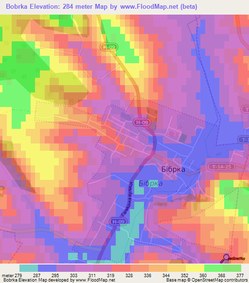 Bobrka,Ukraine Elevation Map