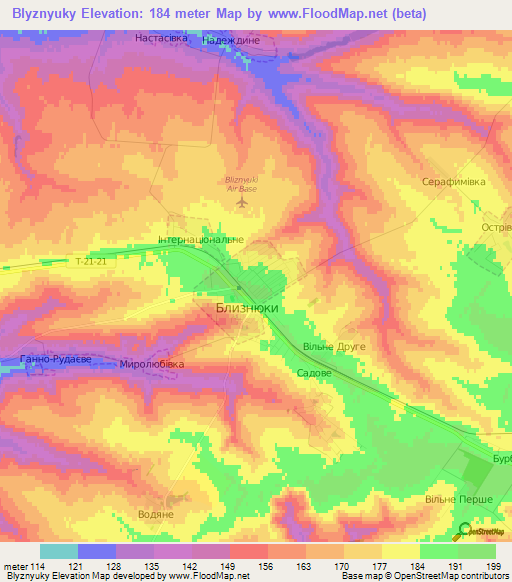 Blyznyuky,Ukraine Elevation Map
