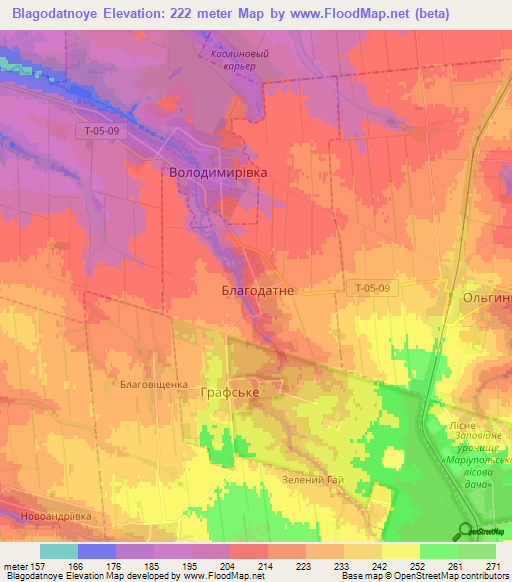 Blagodatnoye,Ukraine Elevation Map