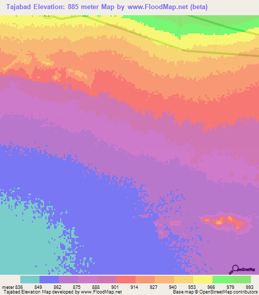 Tajabad,Iran Elevation Map