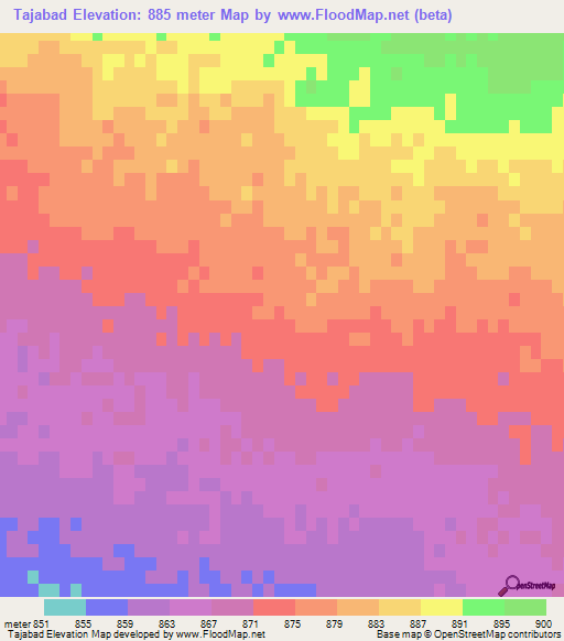 Tajabad,Iran Elevation Map