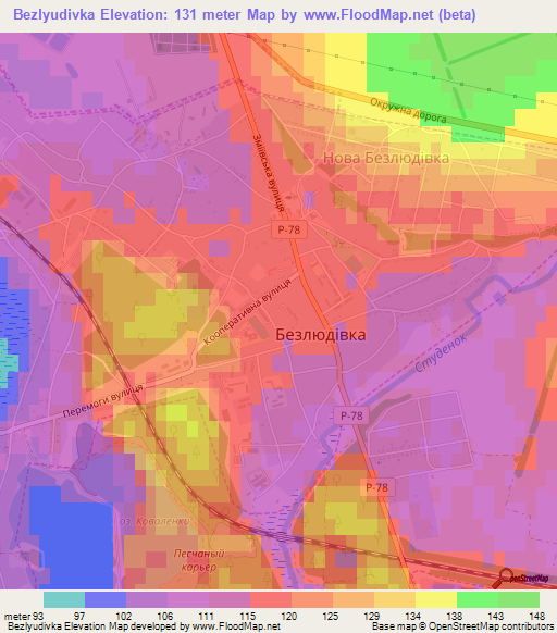 Bezlyudivka,Ukraine Elevation Map