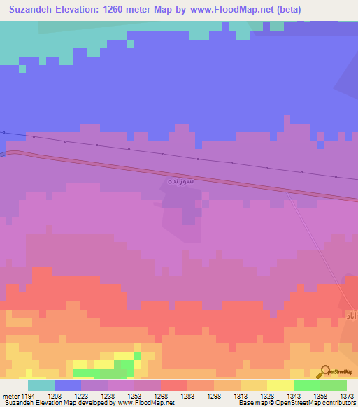 Suzandeh,Iran Elevation Map