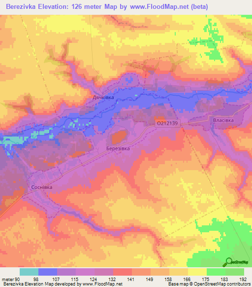 Berezivka,Ukraine Elevation Map