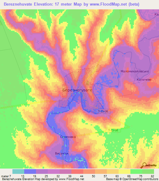 Bereznehuvate,Ukraine Elevation Map