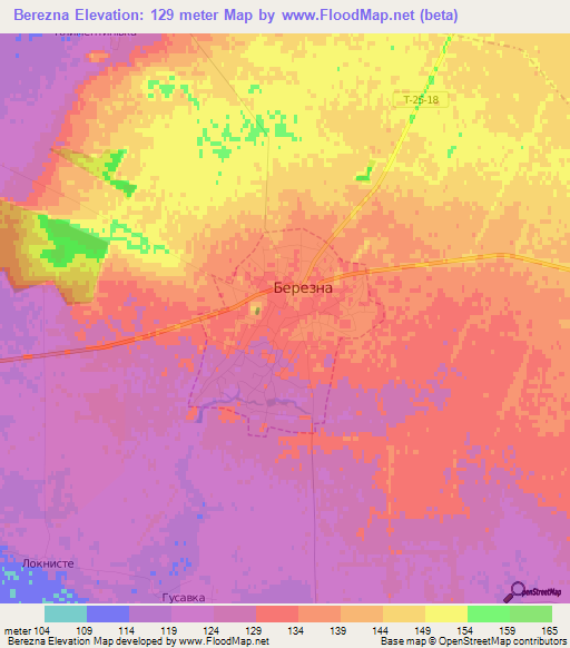 Berezna,Ukraine Elevation Map