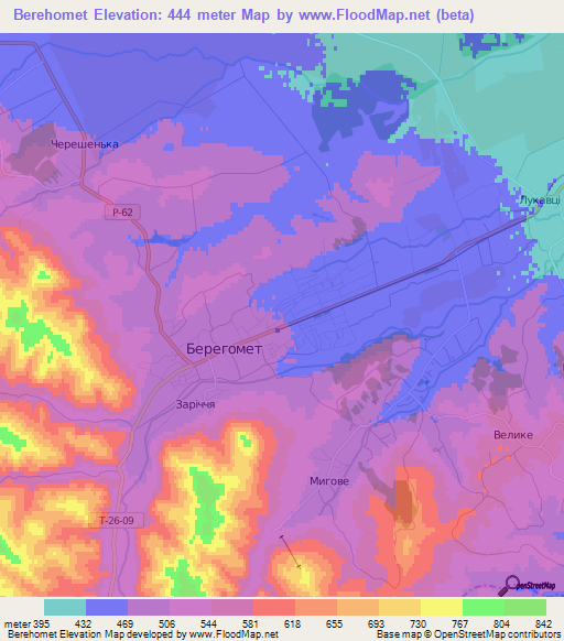 Berehomet,Ukraine Elevation Map