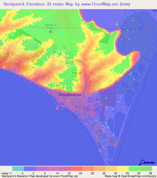 Berdyans'k,Ukraine Elevation Map