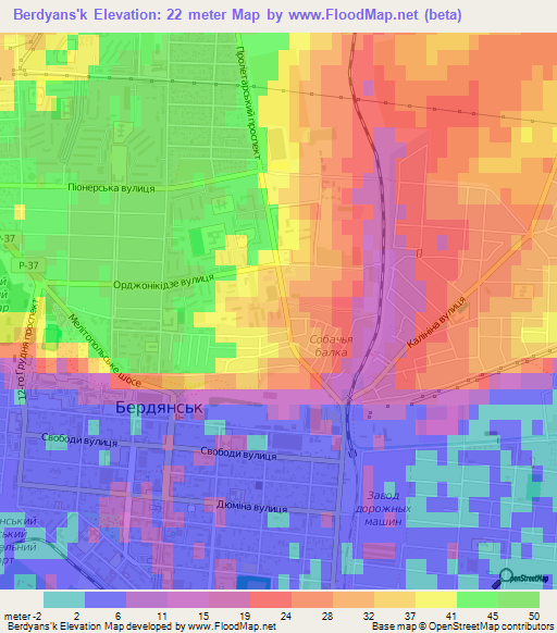 Berdyans'k,Ukraine Elevation Map