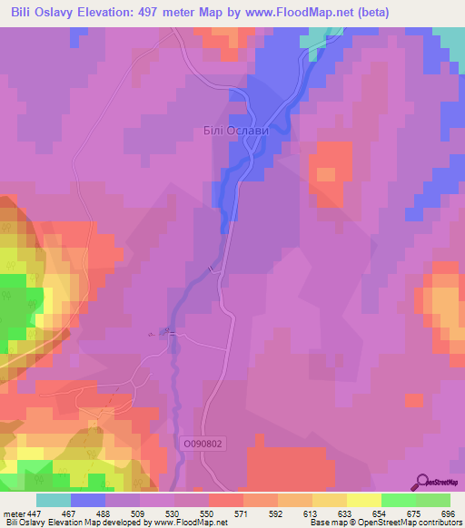 Bili Oslavy,Ukraine Elevation Map