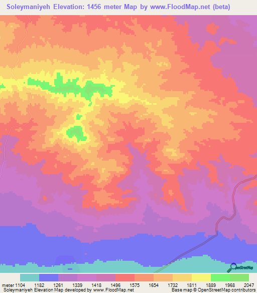 Soleymaniyeh,Iran Elevation Map