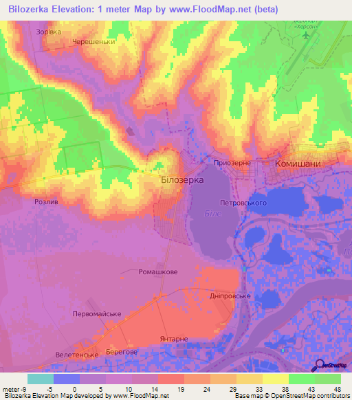 Bilozerka,Ukraine Elevation Map