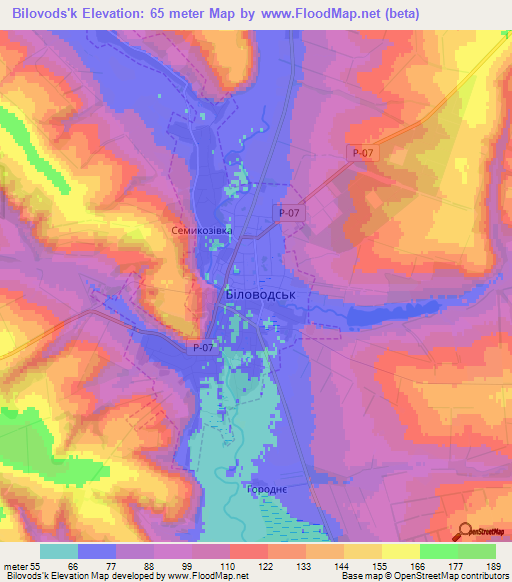 Bilovods'k,Ukraine Elevation Map