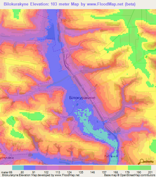 Bilokurakyne,Ukraine Elevation Map