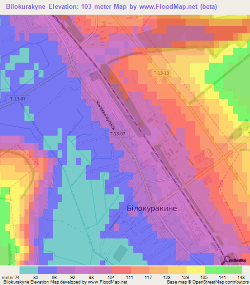 Bilokurakyne,Ukraine Elevation Map