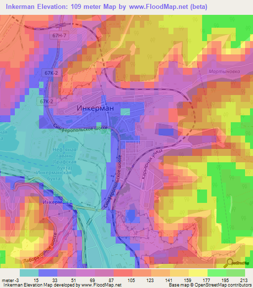 Inkerman,Ukraine Elevation Map