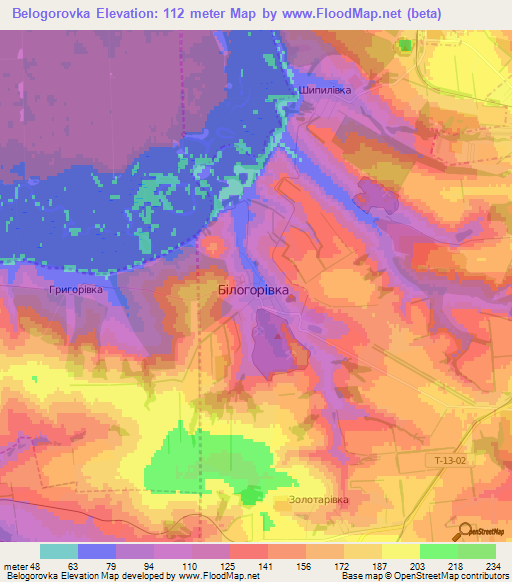 Belogorovka,Ukraine Elevation Map