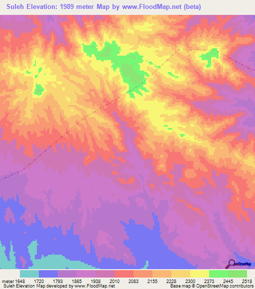 Suleh,Iran Elevation Map