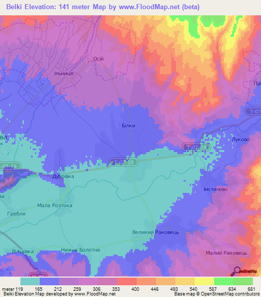 Belki,Ukraine Elevation Map
