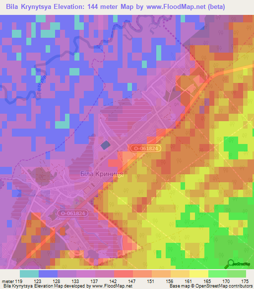 Bila Krynytsya,Ukraine Elevation Map