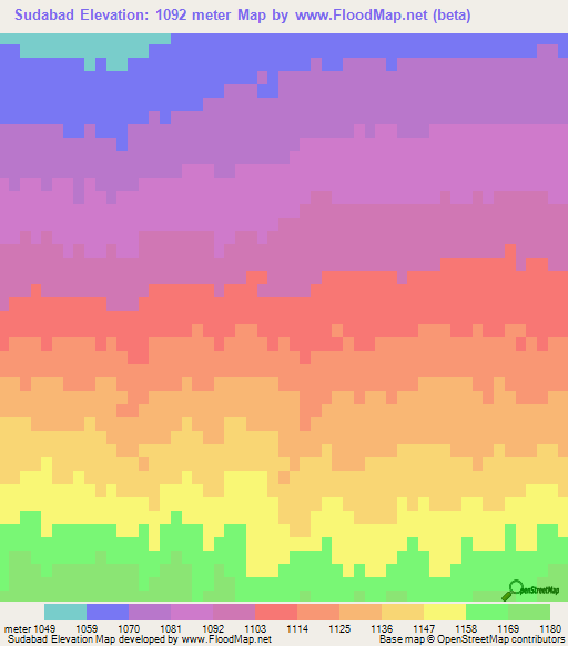 Sudabad,Iran Elevation Map