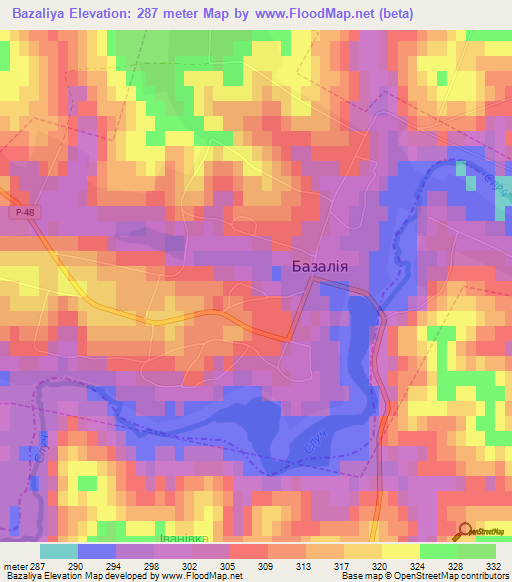 Bazaliya,Ukraine Elevation Map