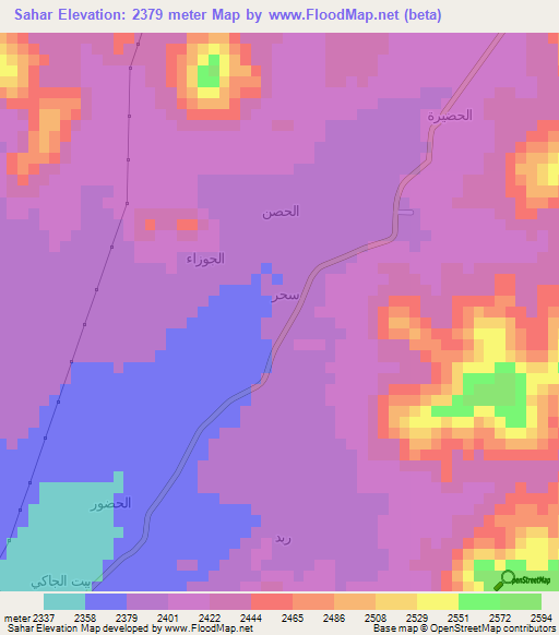 Sahar,Yemen Elevation Map
