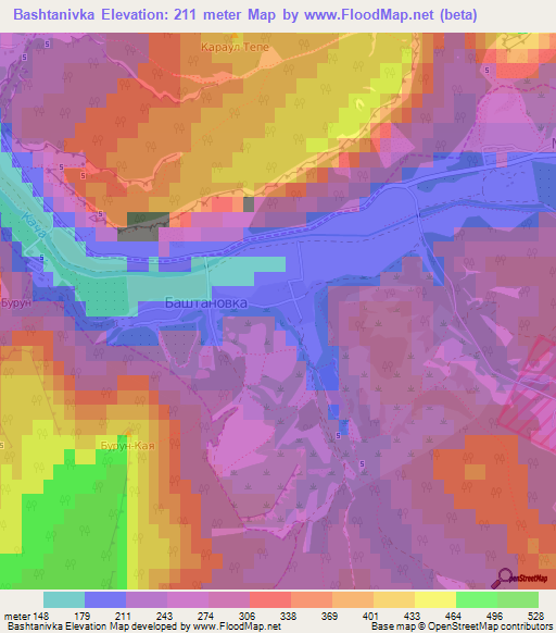 Bashtanivka,Ukraine Elevation Map