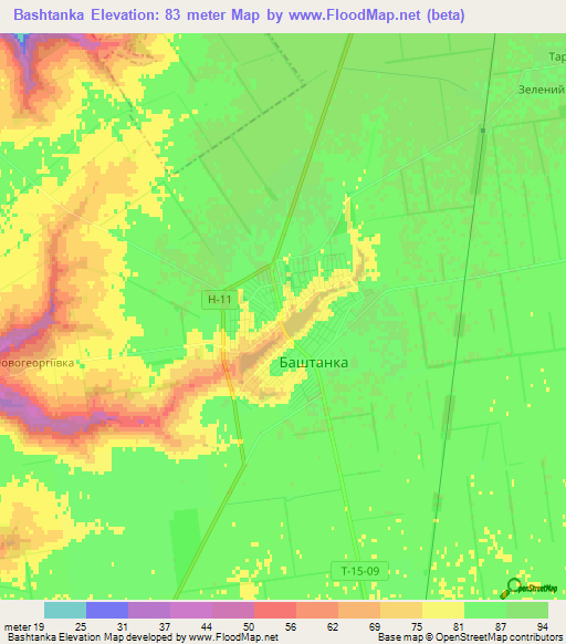 Bashtanka,Ukraine Elevation Map