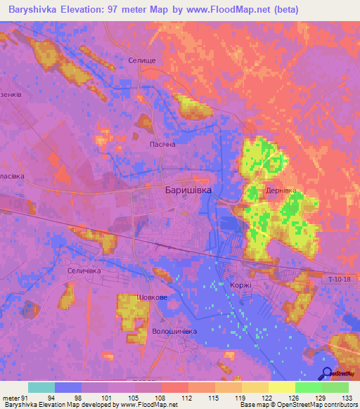 Baryshivka,Ukraine Elevation Map