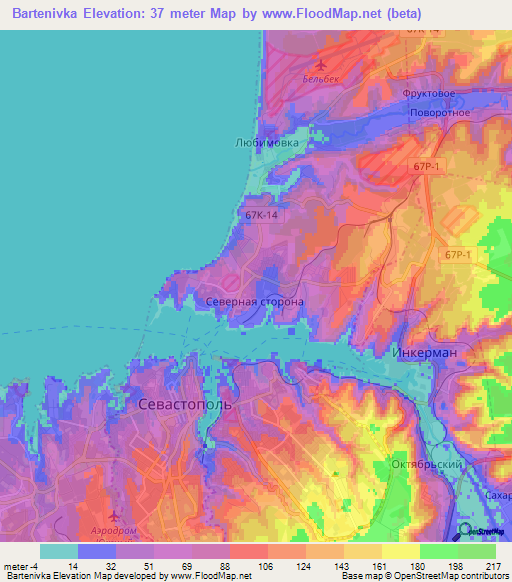 Bartenivka,Ukraine Elevation Map
