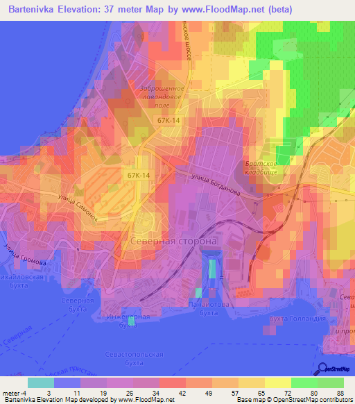 Bartenivka,Ukraine Elevation Map