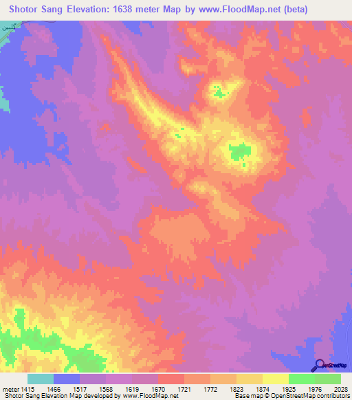 Shotor Sang,Iran Elevation Map