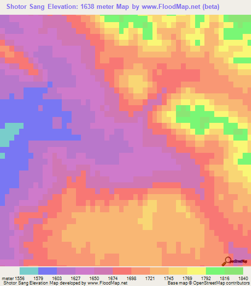 Shotor Sang,Iran Elevation Map