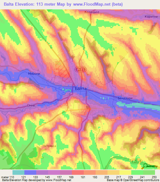 Balta,Ukraine Elevation Map