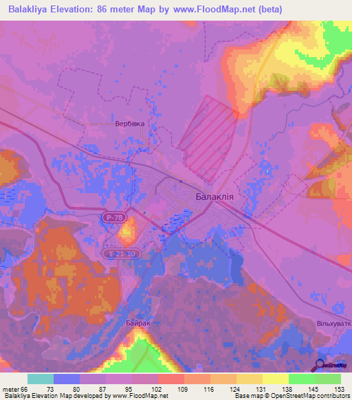 Balakliya,Ukraine Elevation Map