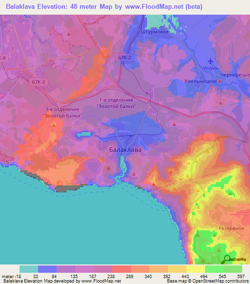 Balaklava,Ukraine Elevation Map