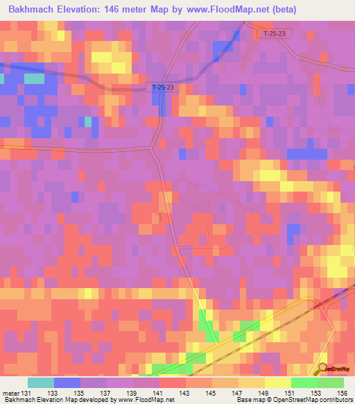 Bakhmach,Ukraine Elevation Map