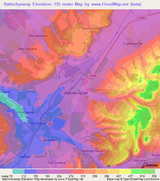 Bakhchysaray,Ukraine Elevation Map
