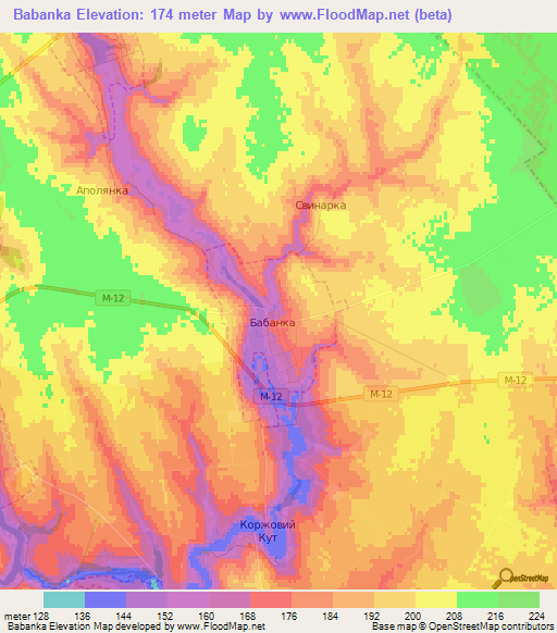 Babanka,Ukraine Elevation Map
