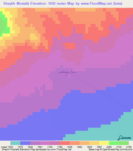 Sheykh Mostafa,Iran Elevation Map
