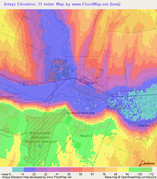 Artsyz,Ukraine Elevation Map