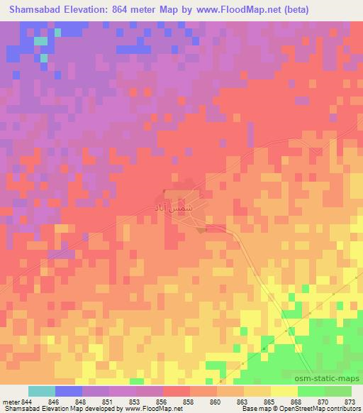 Shamsabad,Iran Elevation Map